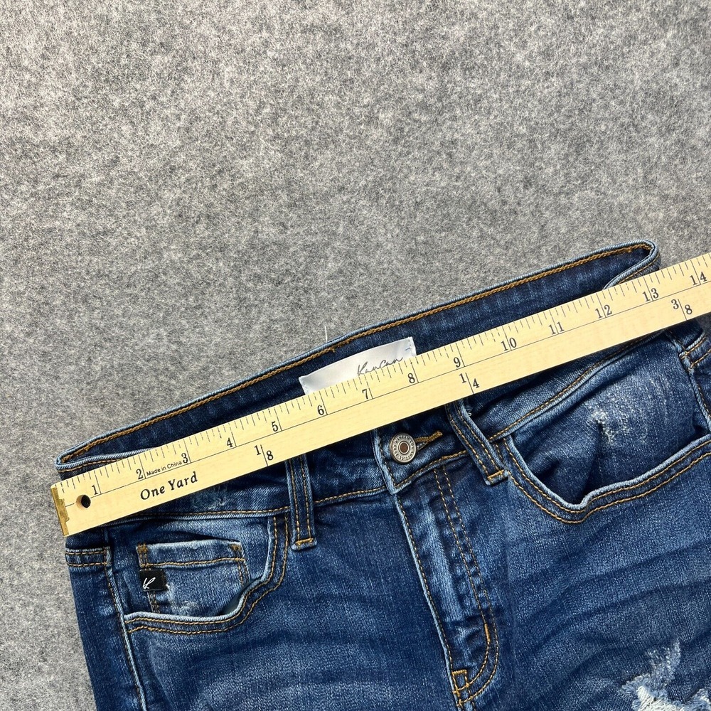 Distressed Dark Wash Women’s Jeans with Leopard Patch - Picture 5 of 13